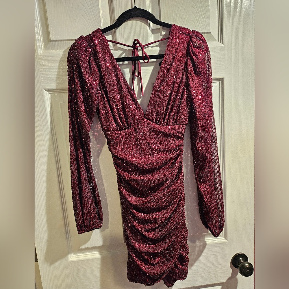 Plum Sequin Mini Dress from Windsor. Medium. Brand New.